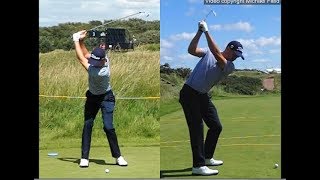 Justin Thomas golf swing  Long Iron faceon amp downtheline July 2017 [upl. by Nosreme]