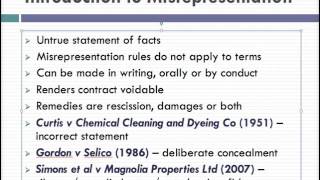 Misrepresentation Lecture 1 of 4 [upl. by Ellenahc]